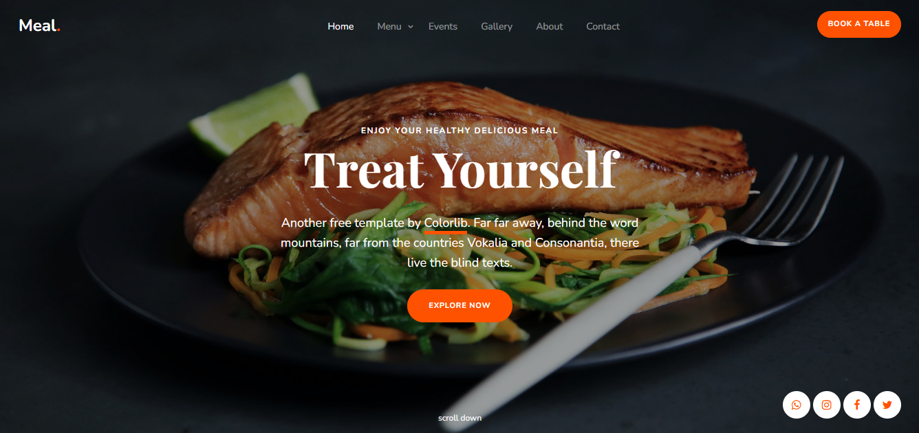 Meal restaurant landing page screenshot