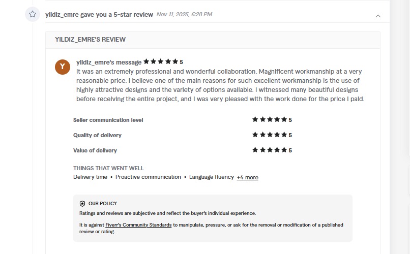Client review screenshot