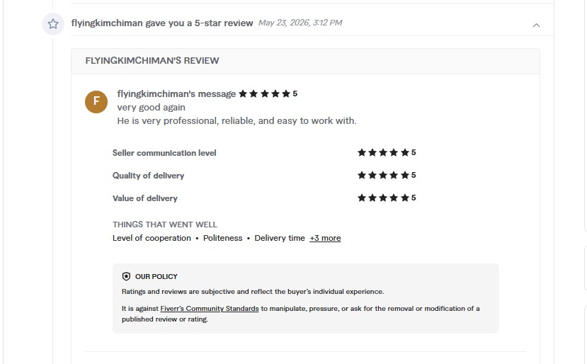 Client review screenshot