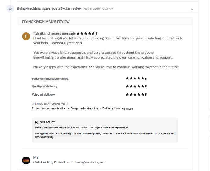 Client review screenshot